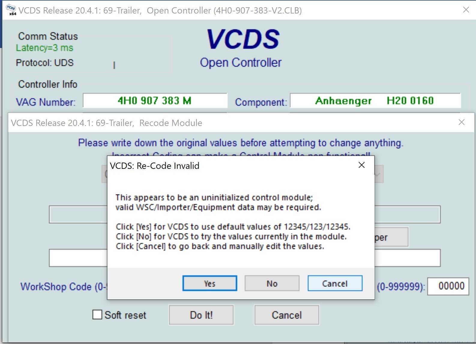 VCDS Coding - Uninitialized Tow Module ?